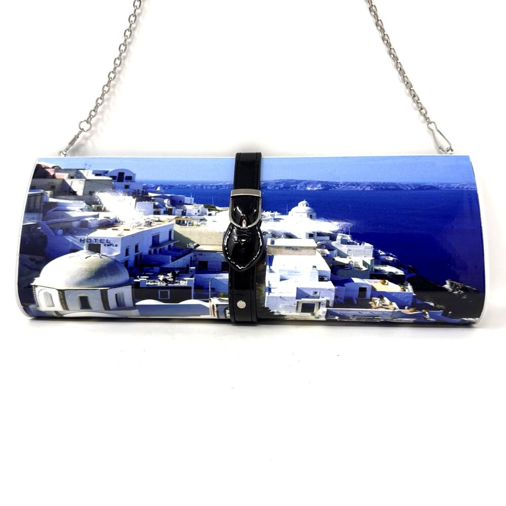 MMS Design Studio Santorini Greece Crossbody Magazine Clutch Bag Oia Coastal